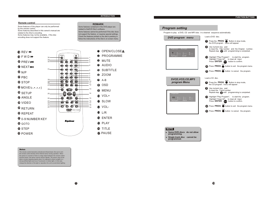 Ò³ãæ 9, Program setting, Stop n/p setup step | Prev next move video | Curtis DVD1045 User Manual | Page 9 / 15