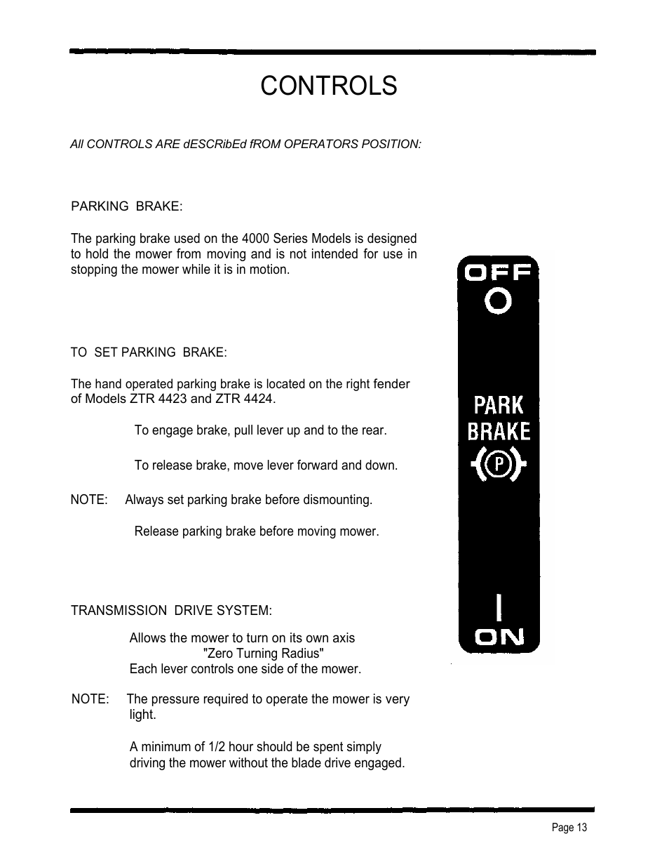 Controls | Dixon 4000 Series User Manual | Page 14 / 38