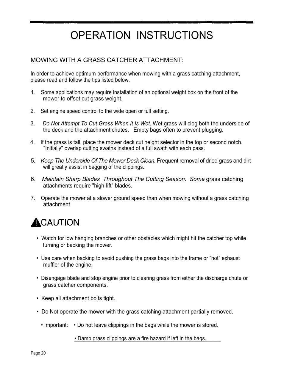 Operation instructions | Dixon 4000 Series User Manual | Page 21 / 38