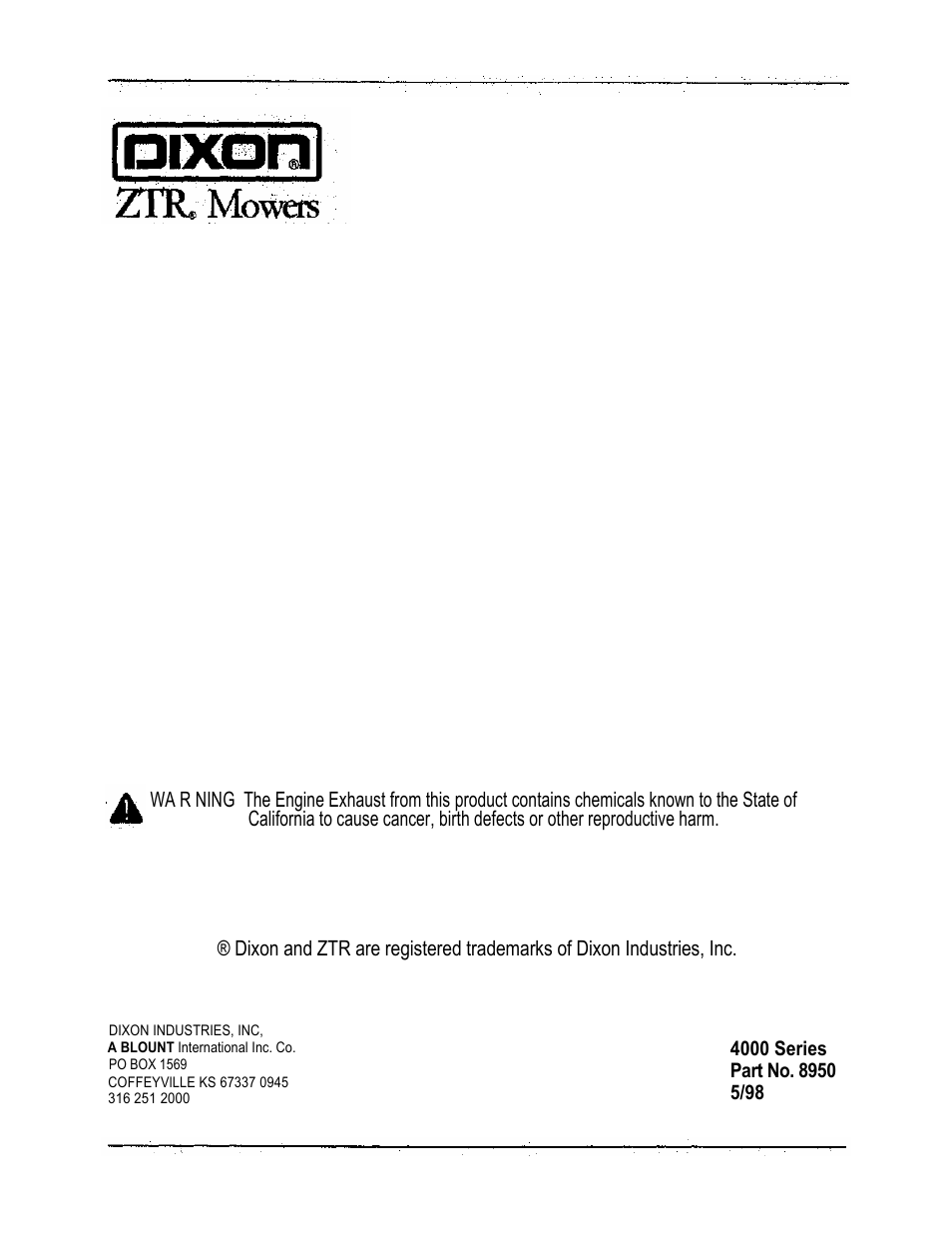 Dixon 4000 Series User Manual | Page 38 / 38