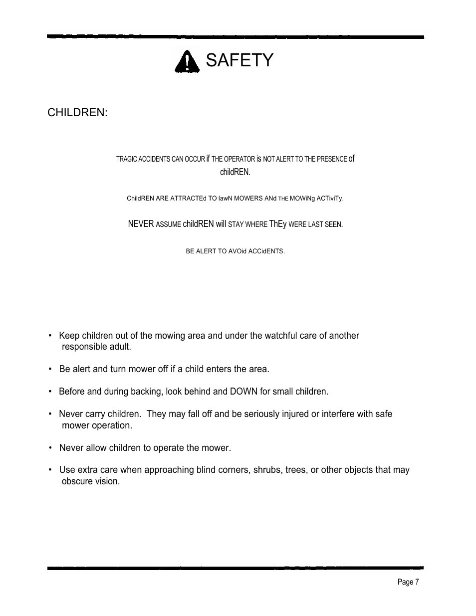 Safety, Children | Dixon 4000 Series User Manual | Page 8 / 38