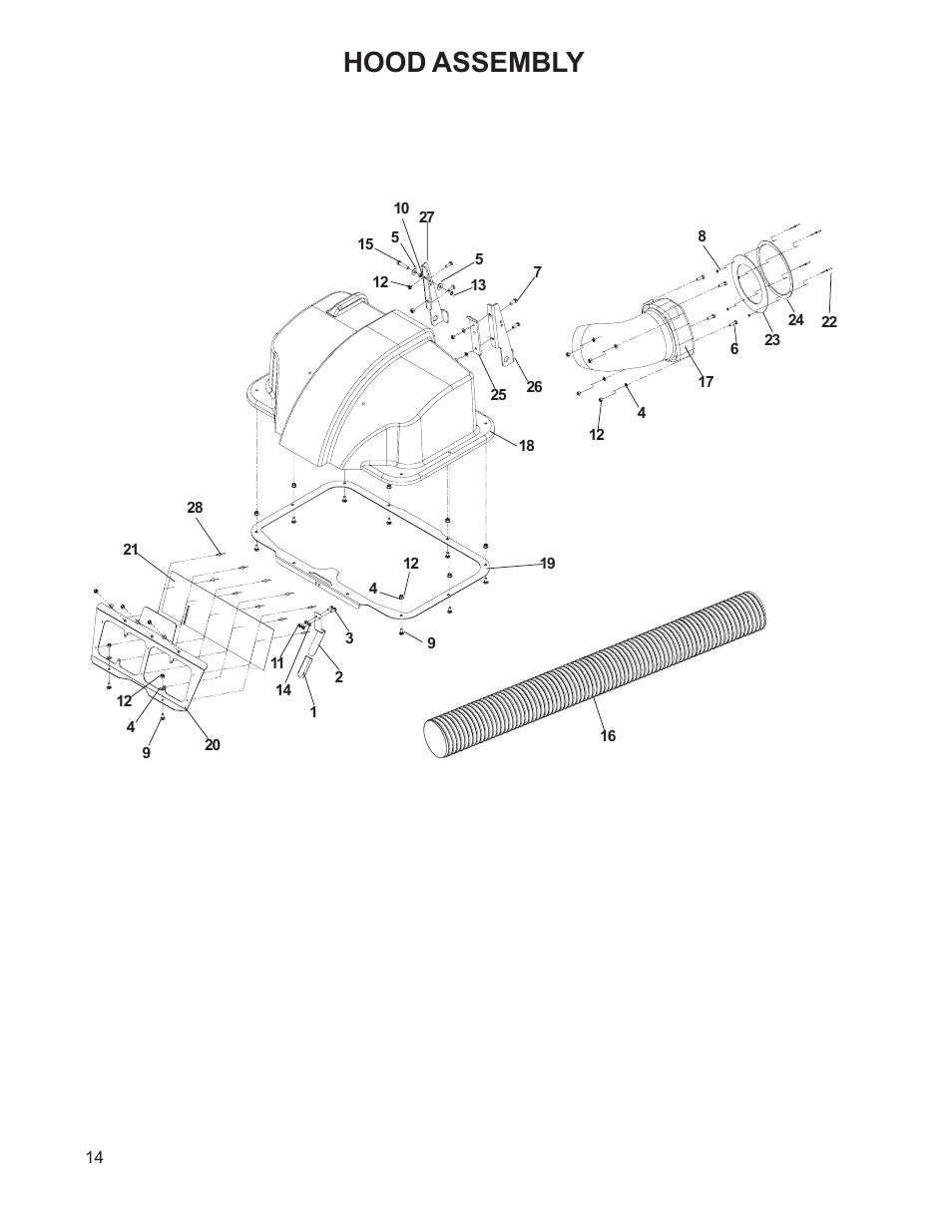 Hood assembly | Dixon 114893 - DCK2 User Manual | Page 14 / 24