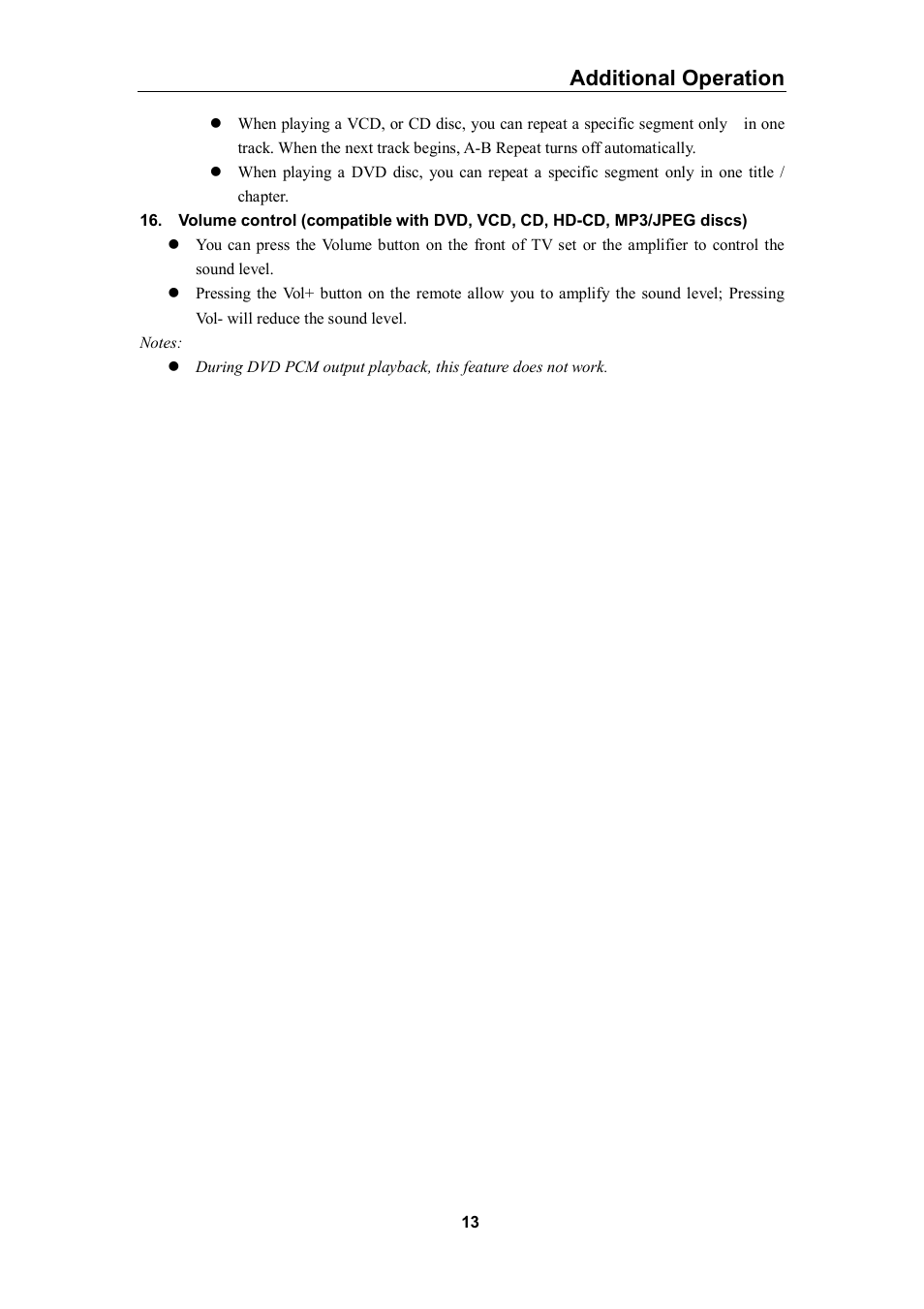 Additional operation | Curtis DVD1056 User Manual | Page 13 / 22