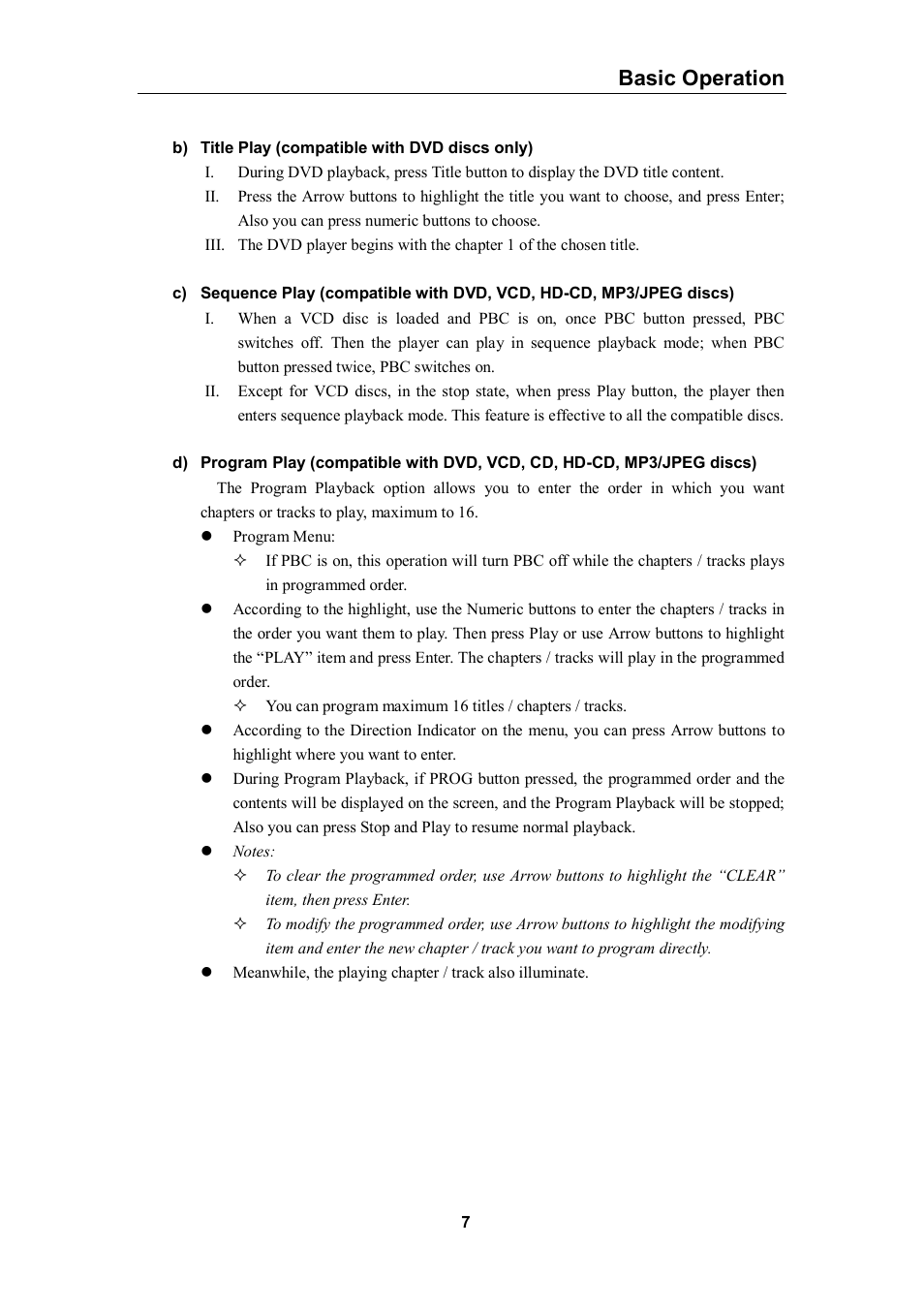 Basic operation | Curtis DVD1056 User Manual | Page 7 / 22