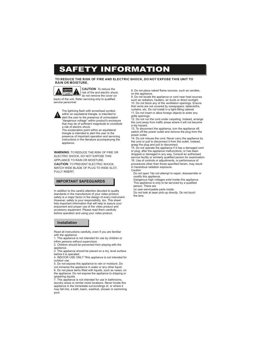 Safety information | Curtis DVD1071 User Manual | Page 2 / 26