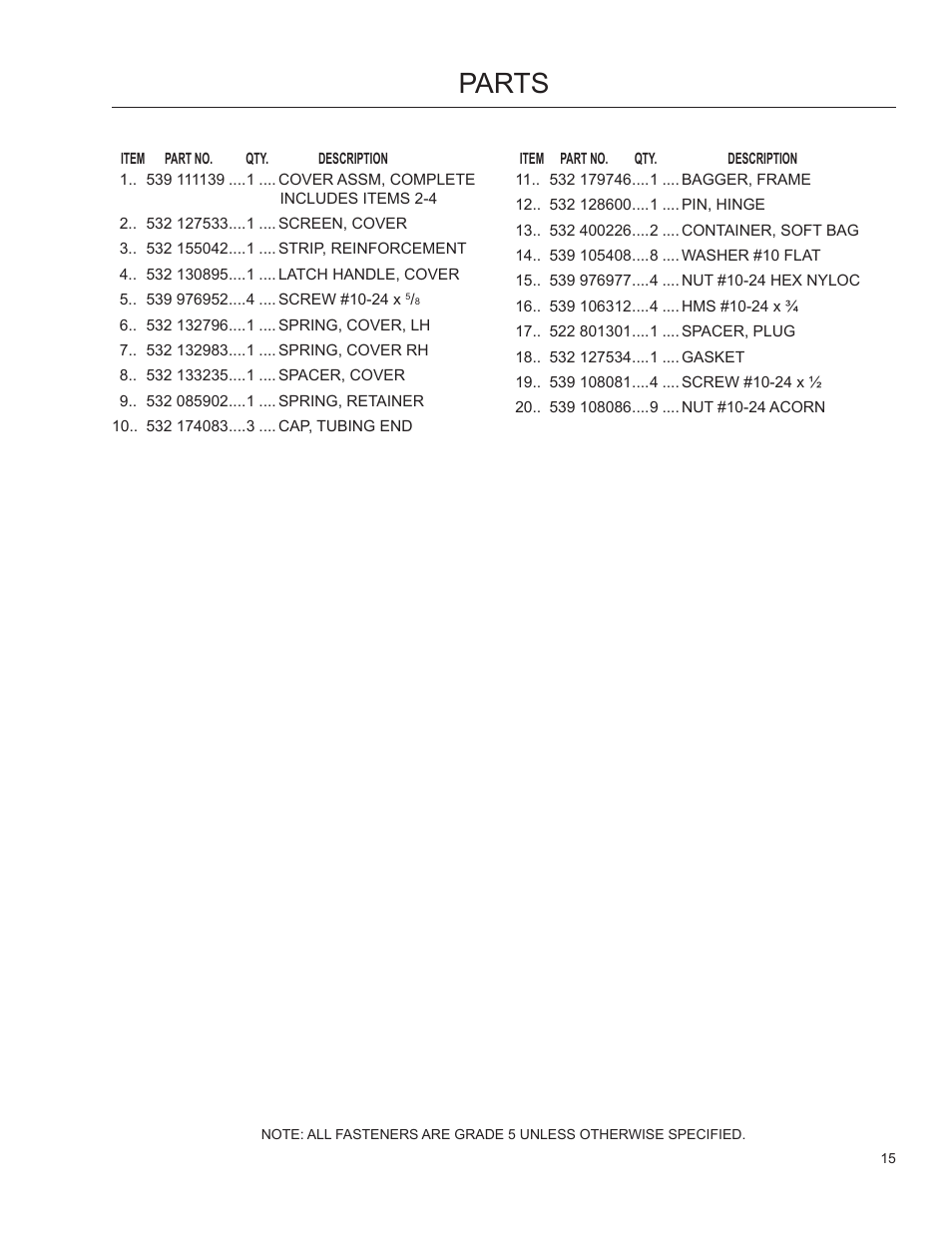 Parts | Dixon 966004101 User Manual | Page 14 / 18