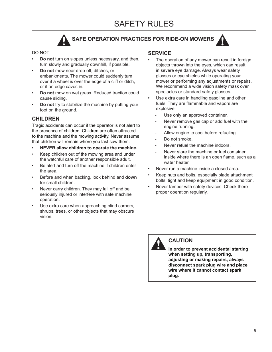 Children, Service, Safety rules | Dixon 966004101 User Manual | Page 4 / 18