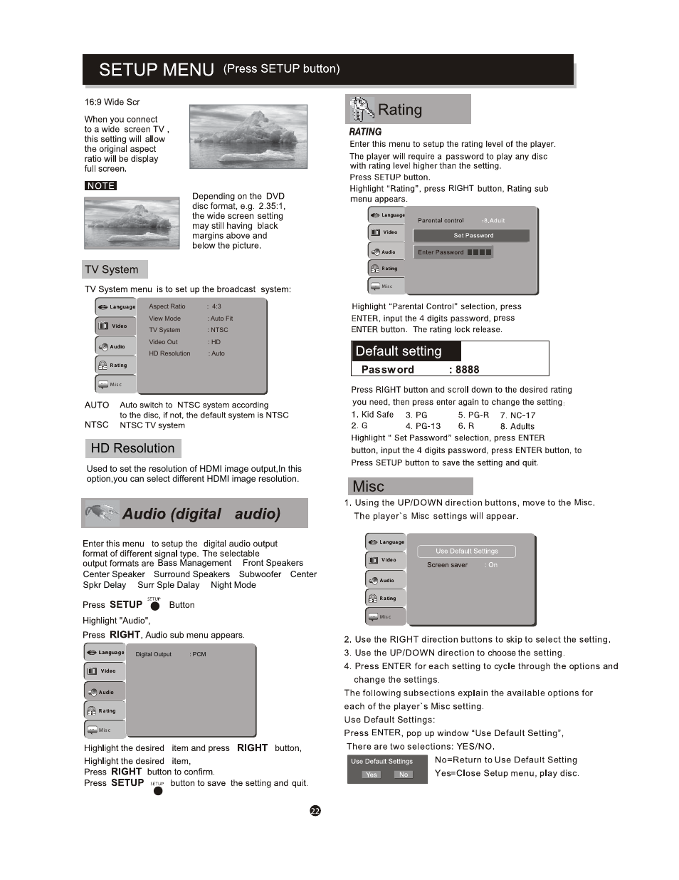 Hd resolution, Enter | Curtis DVD1096B User Manual | Page 26 / 29
