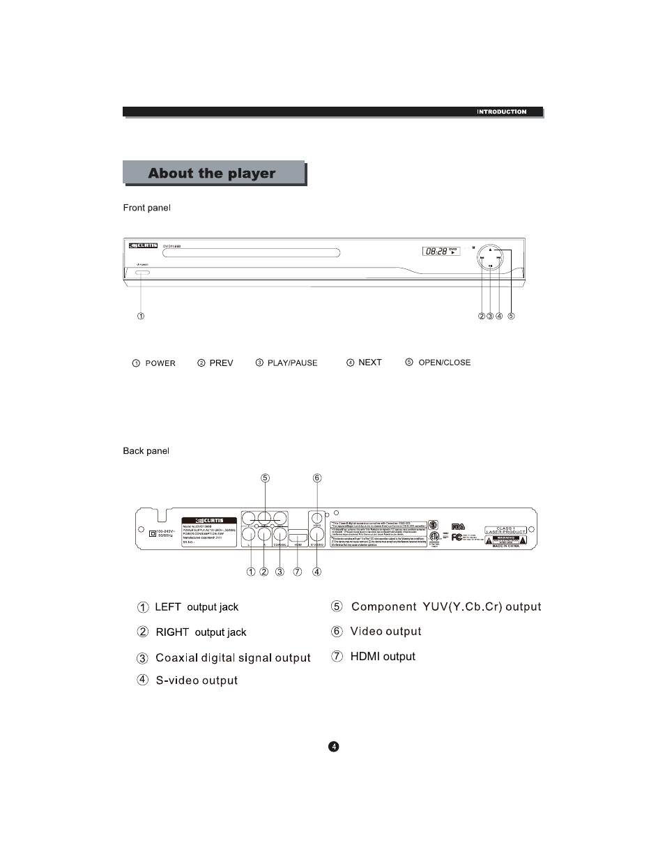 Hdmi output | Curtis DVD1096B User Manual | Page 8 / 29