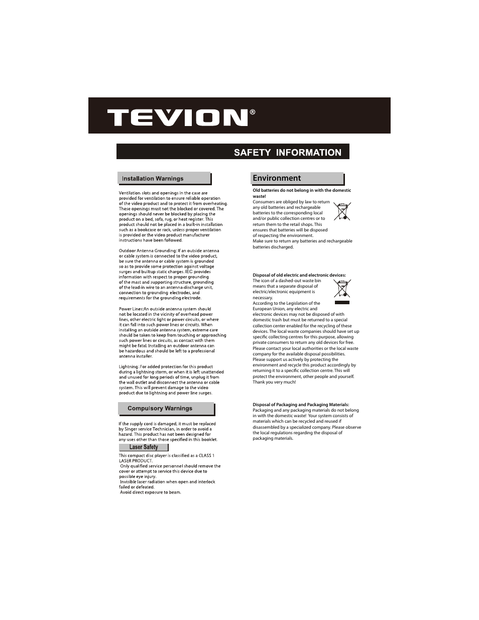Environment | Curtis DVD1096UKT User Manual | Page 3 / 31