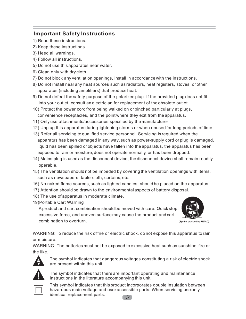 Important safety instructions | Curtis DVD1102 User Manual | Page 3 / 24