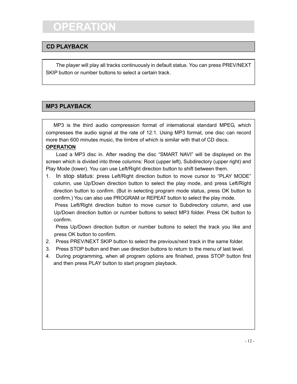 Operation | Curtis DVD1190 User Manual | Page 13 / 21