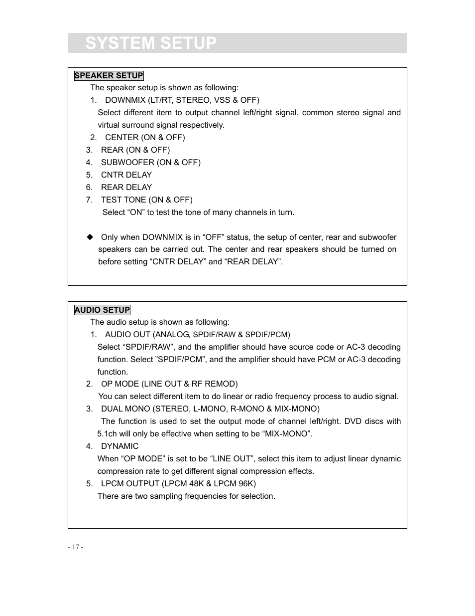 System setup | Curtis DVD1190 User Manual | Page 18 / 21