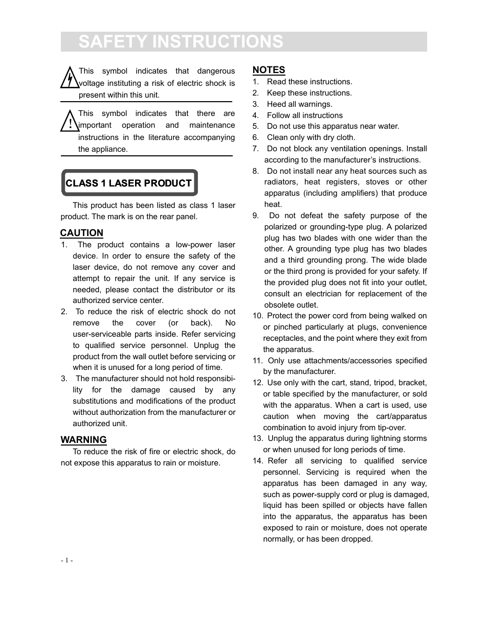 Safety instructions | Curtis DVD1190 User Manual | Page 2 / 21