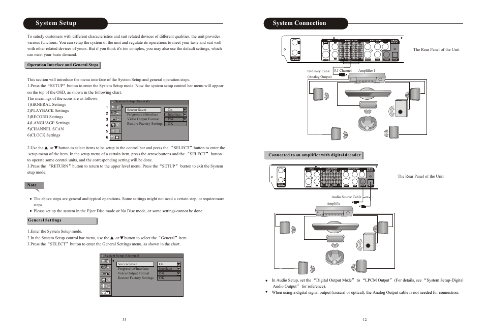 Ò³ãæ 13, System setup, System connection | Curtis DVD2100 User Manual | Page 13 / 24