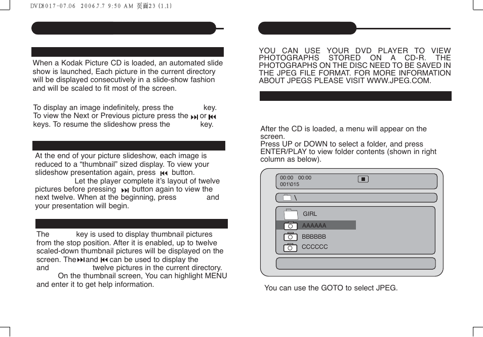 Jpeg playback | Curtis DVD8017 User Manual | Page 13 / 28