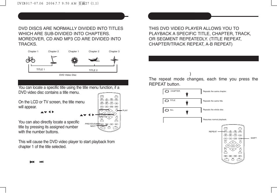 Playing repeatedly | Curtis DVD8017 User Manual | Page 15 / 28