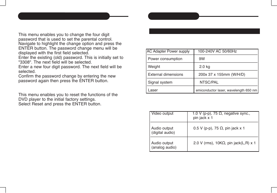 Specifications, Customizing the function settings | Curtis DVD8017 User Manual | Page 27 / 28