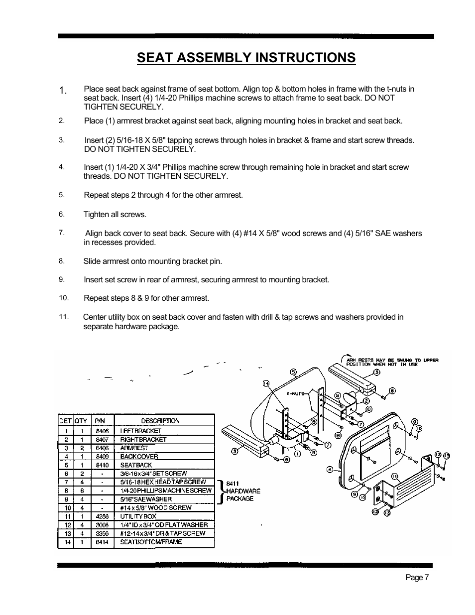 Seat assembly instructions | Dixon 560 User Manual | Page 10 / 42