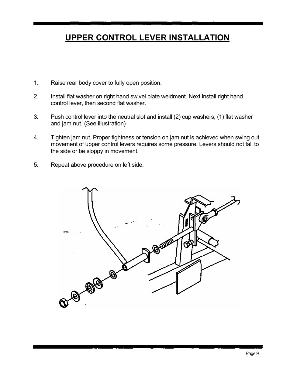 Upper control lever installation | Dixon 560 User Manual | Page 12 / 42