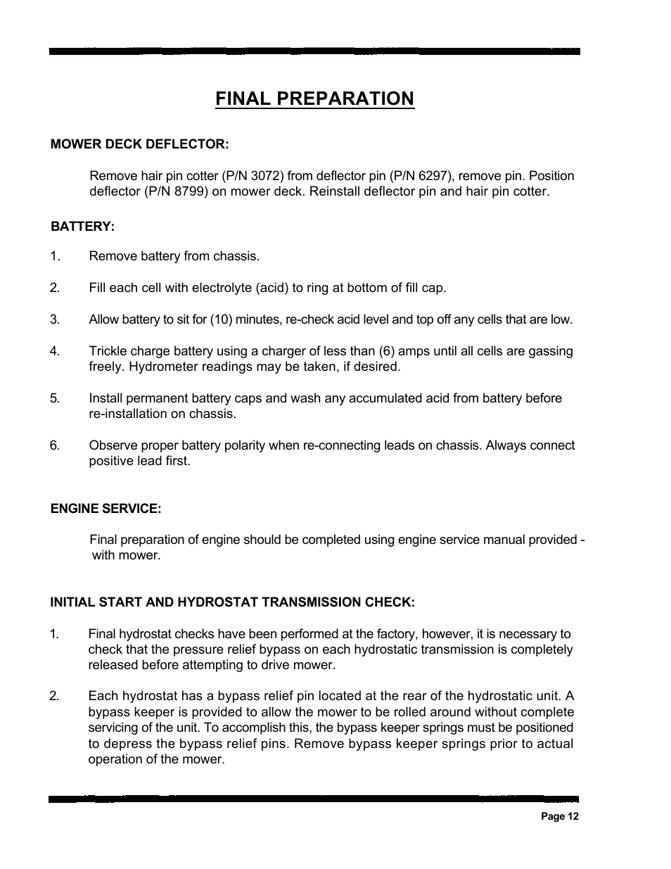 Final preparation | Dixon 560 User Manual | Page 15 / 42