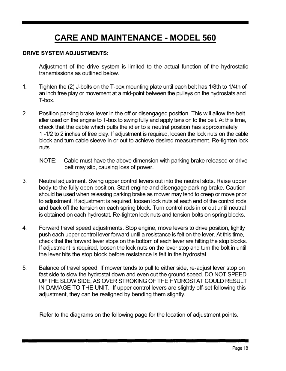Care and maintenance - model 560 | Dixon 560 User Manual | Page 21 / 42