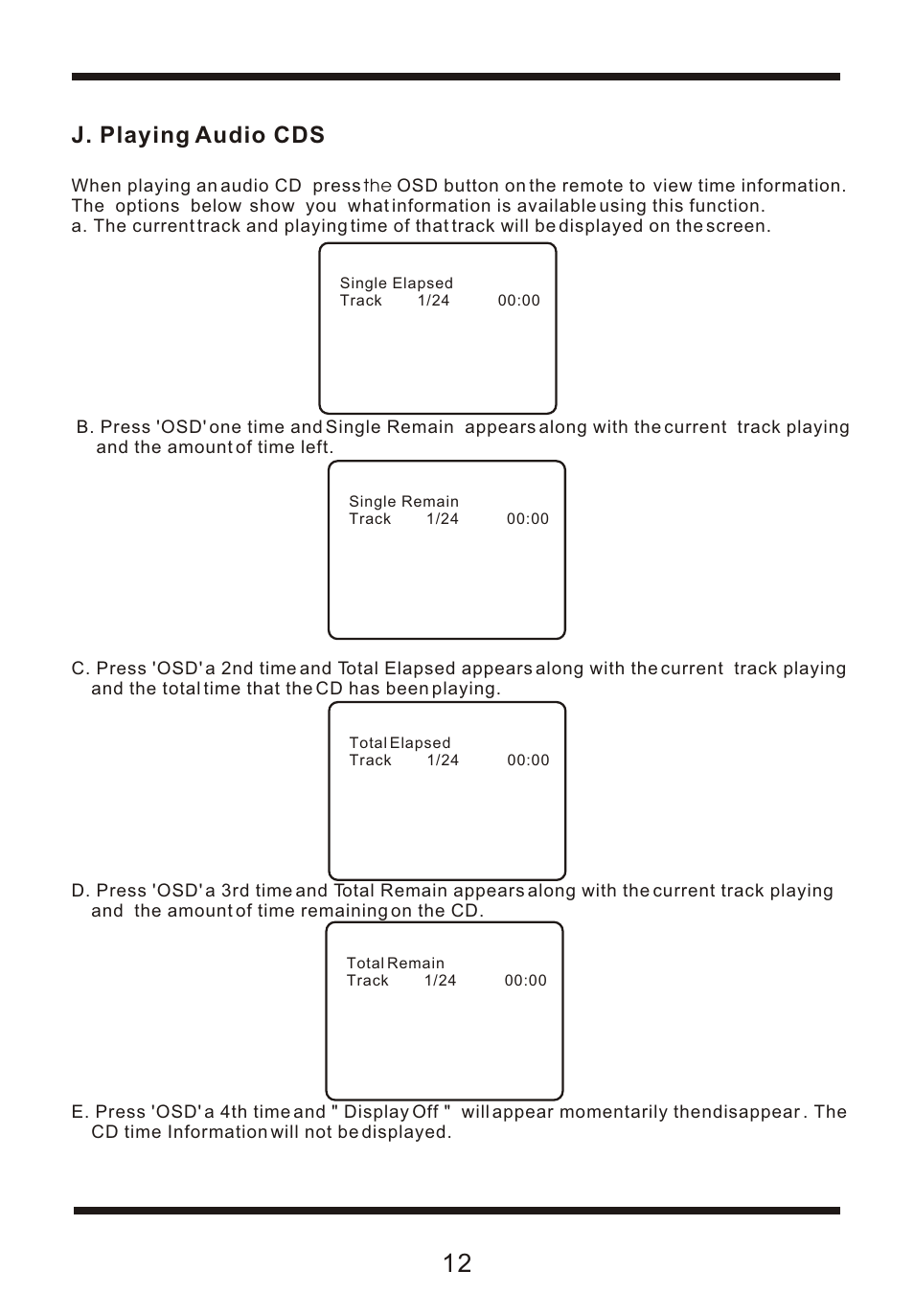 Ò³ãæ 14, J. playing audio cds | Curtis DVD7015UK User Manual | Page 14 / 18