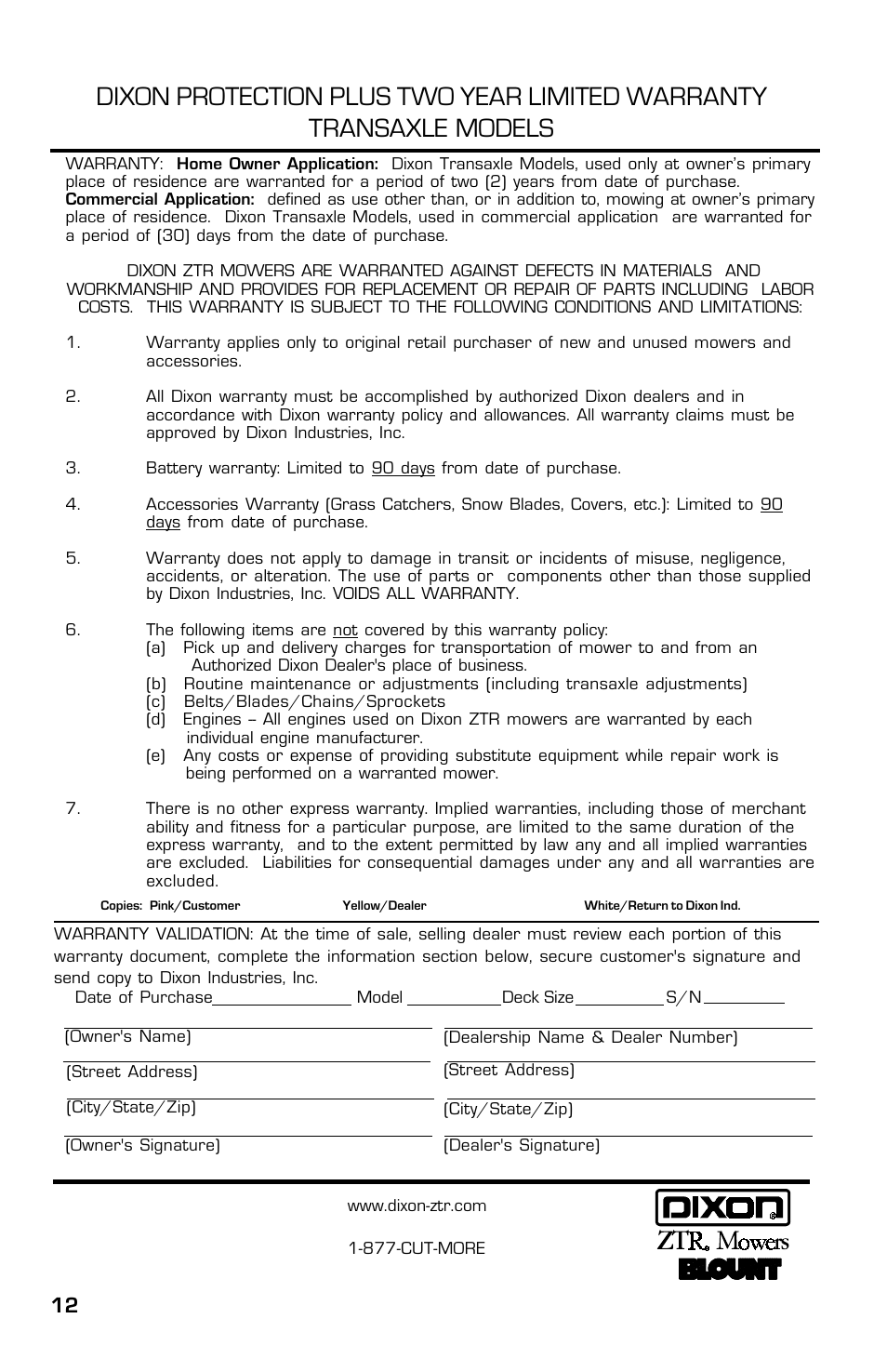 Dixon 13632-0702 User Manual | Page 12 / 44