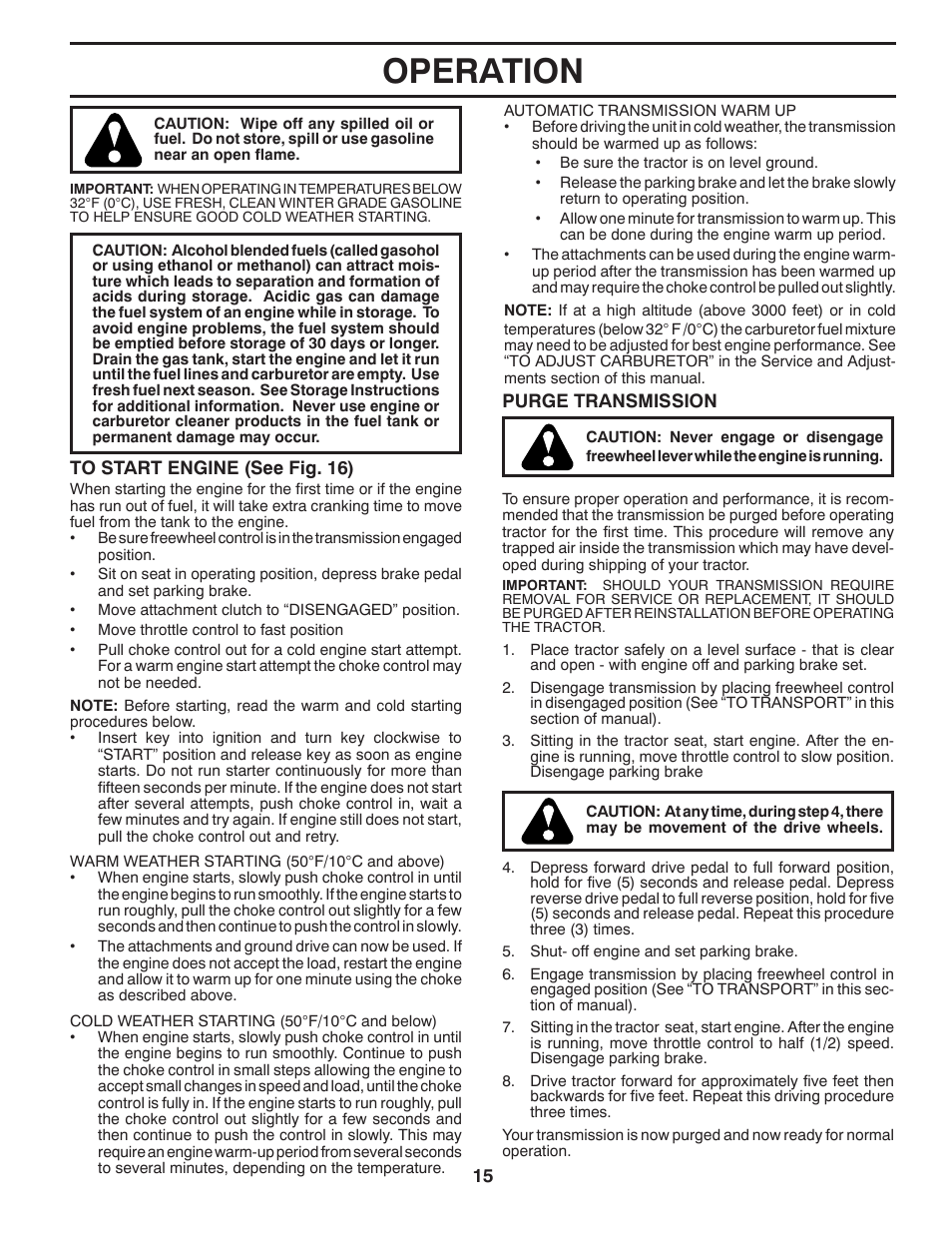 Operation | Dixon D25K48YT User Manual | Page 15 / 60