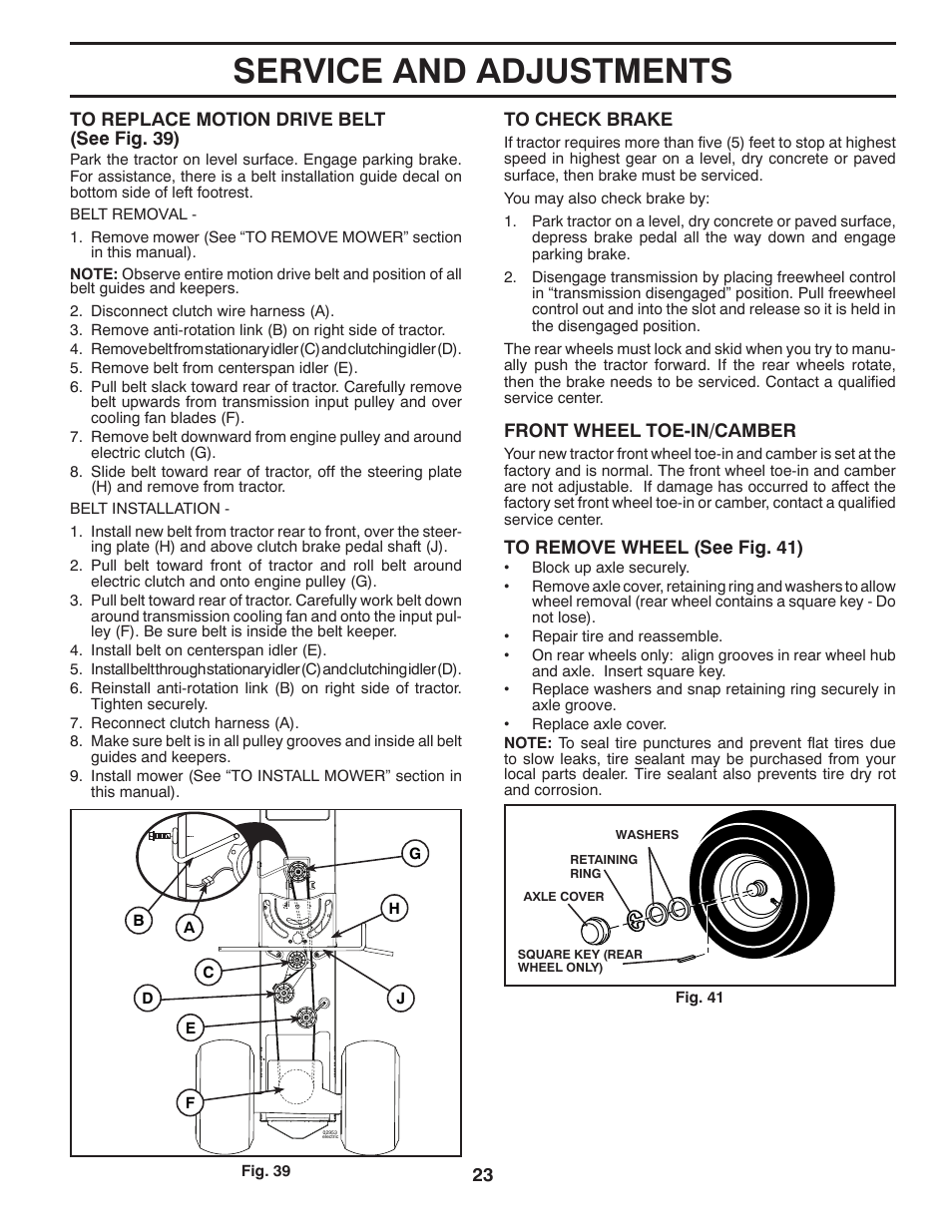 Service and adjustments | Dixon D25K48YT User Manual | Page 23 / 60