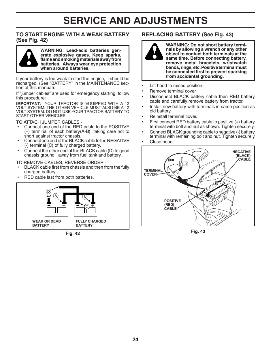 Service and adjustments | Dixon D25K48YT User Manual | Page 24 / 60