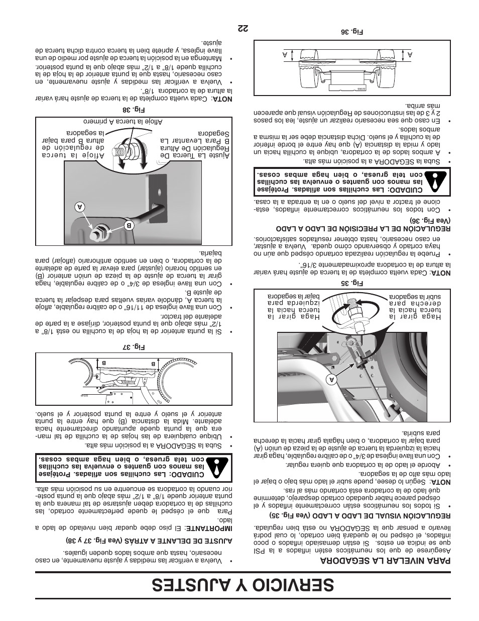 Servicio y ajustes | Dixon D25K48YT User Manual | Page 39 / 60