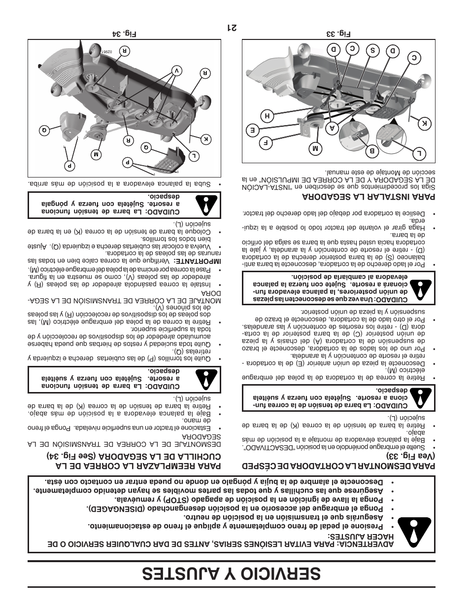Servicio y ajustes | Dixon D25K48YT User Manual | Page 40 / 60