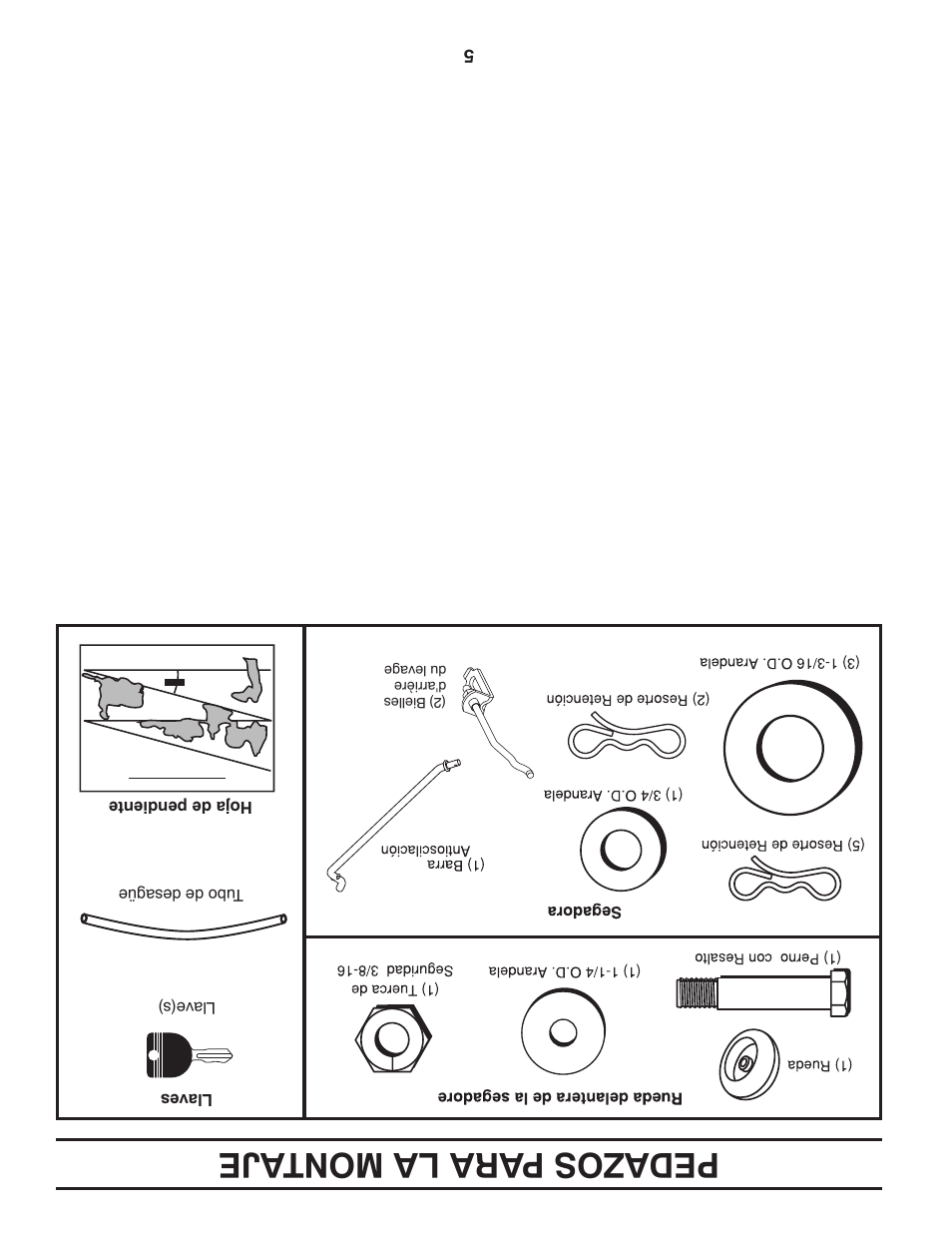 Pedazos para l a mont aje | Dixon D25K48YT User Manual | Page 56 / 60