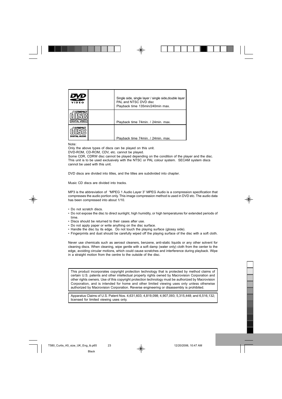 Disc types you can play | Curtis DVD8723UK User Manual | Page 24 / 24