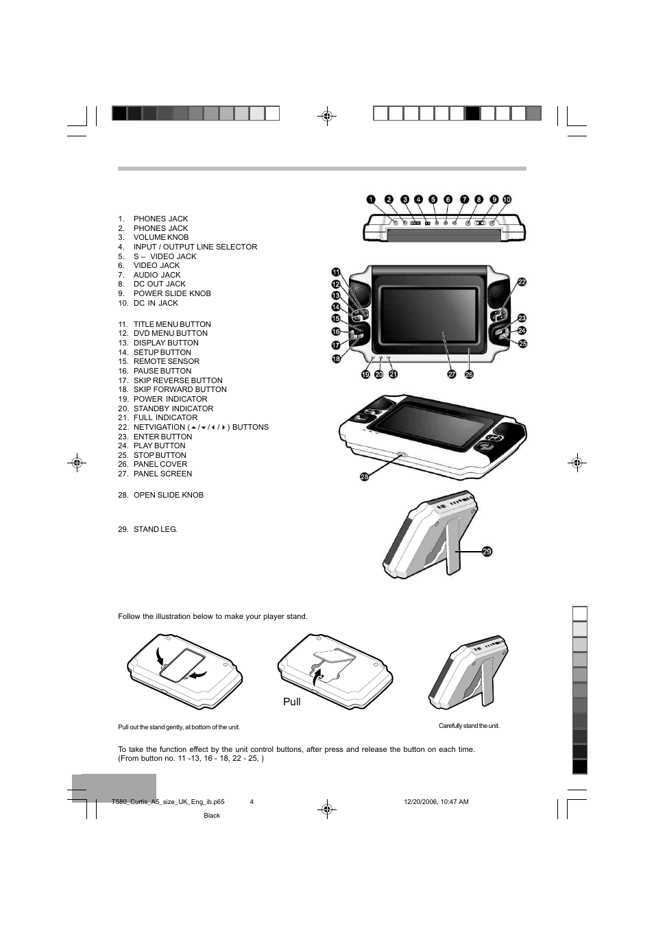 Location of features (continue), Main unit | Curtis DVD8723UK User Manual | Page 5 / 24