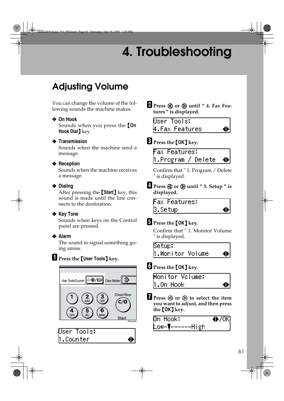 Troubleshooting, Adjusting volume | Dixon Aficio 1515 User Manual | Page 1012 / 1171