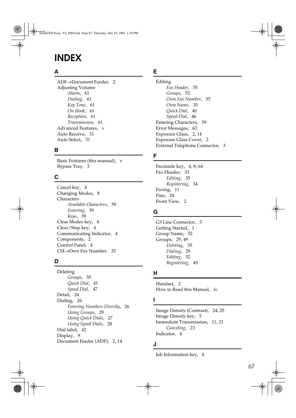 Index | Dixon Aficio 1515 User Manual | Page 1018 / 1171