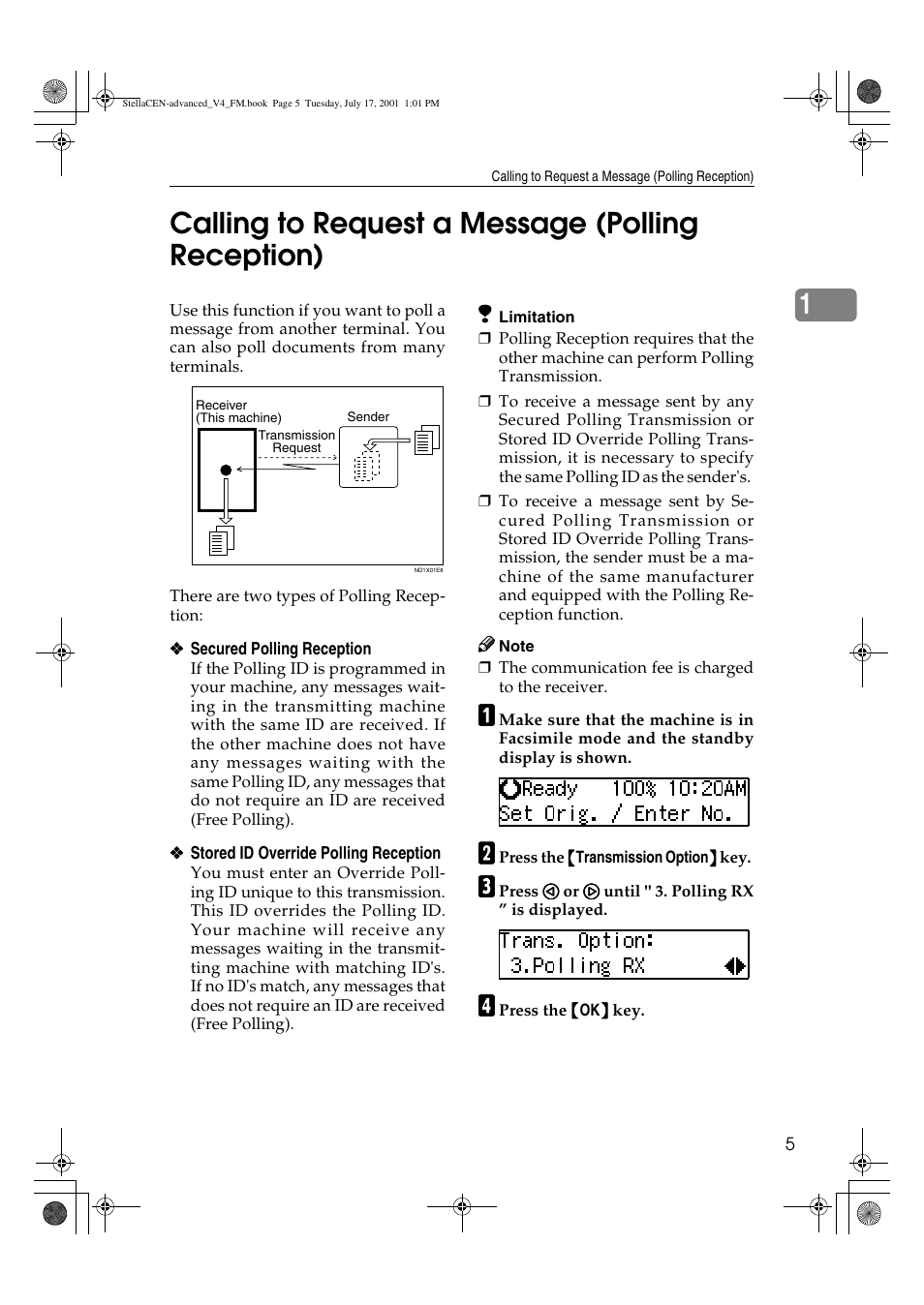 Calling to request a message (polling reception), 1calling to request a message (polling reception) | Dixon Aficio 1515 User Manual | Page 1035 / 1171