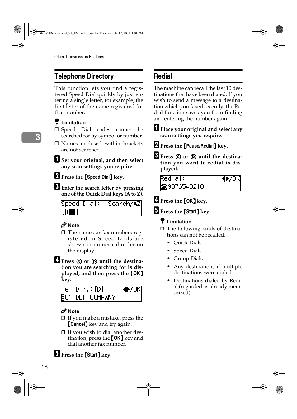Telephone directory, Redial | Dixon Aficio 1515 User Manual | Page 1046 / 1171