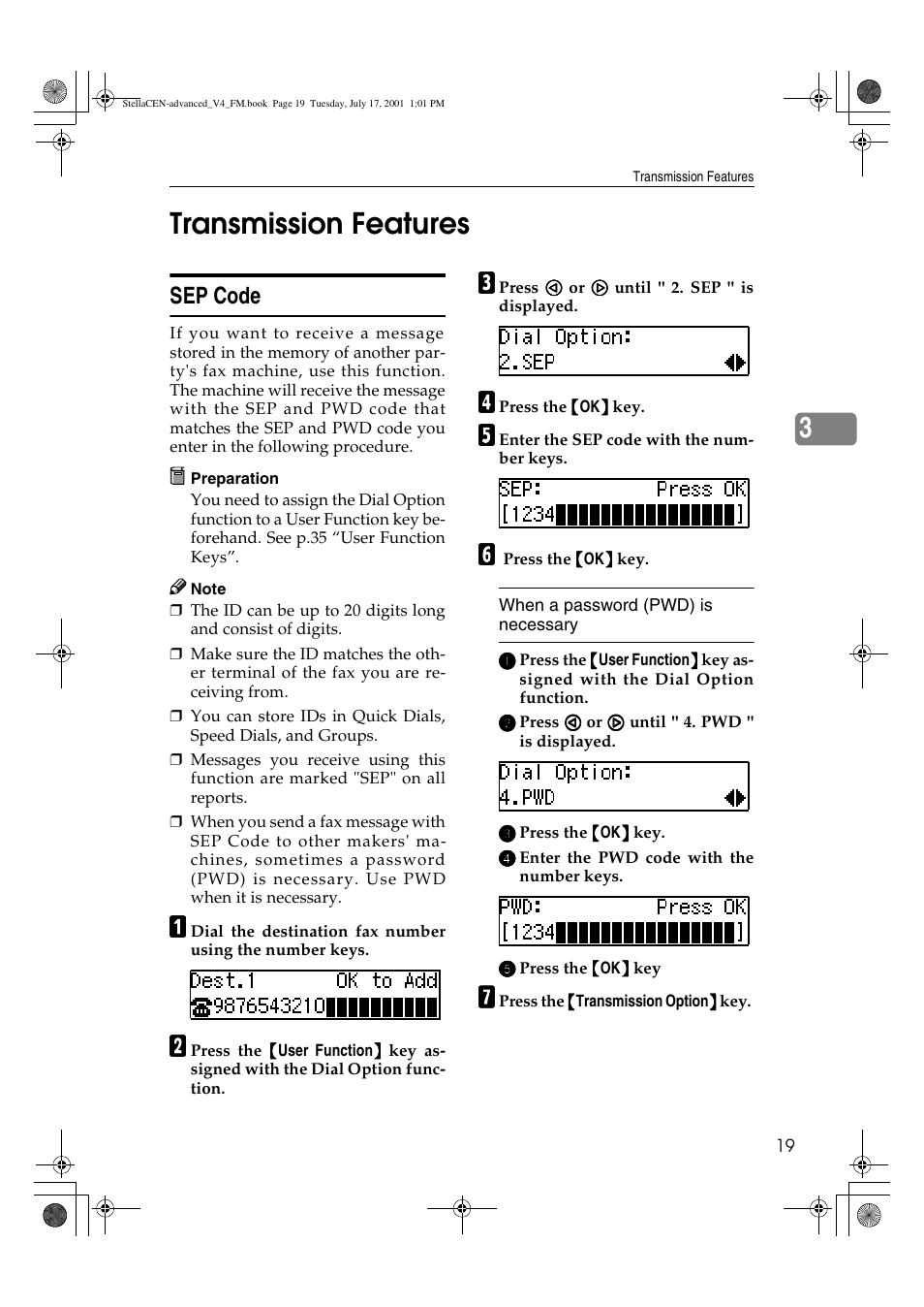 Transmission features, 3transmission features, Sep code | Dixon Aficio 1515 User Manual | Page 1049 / 1171