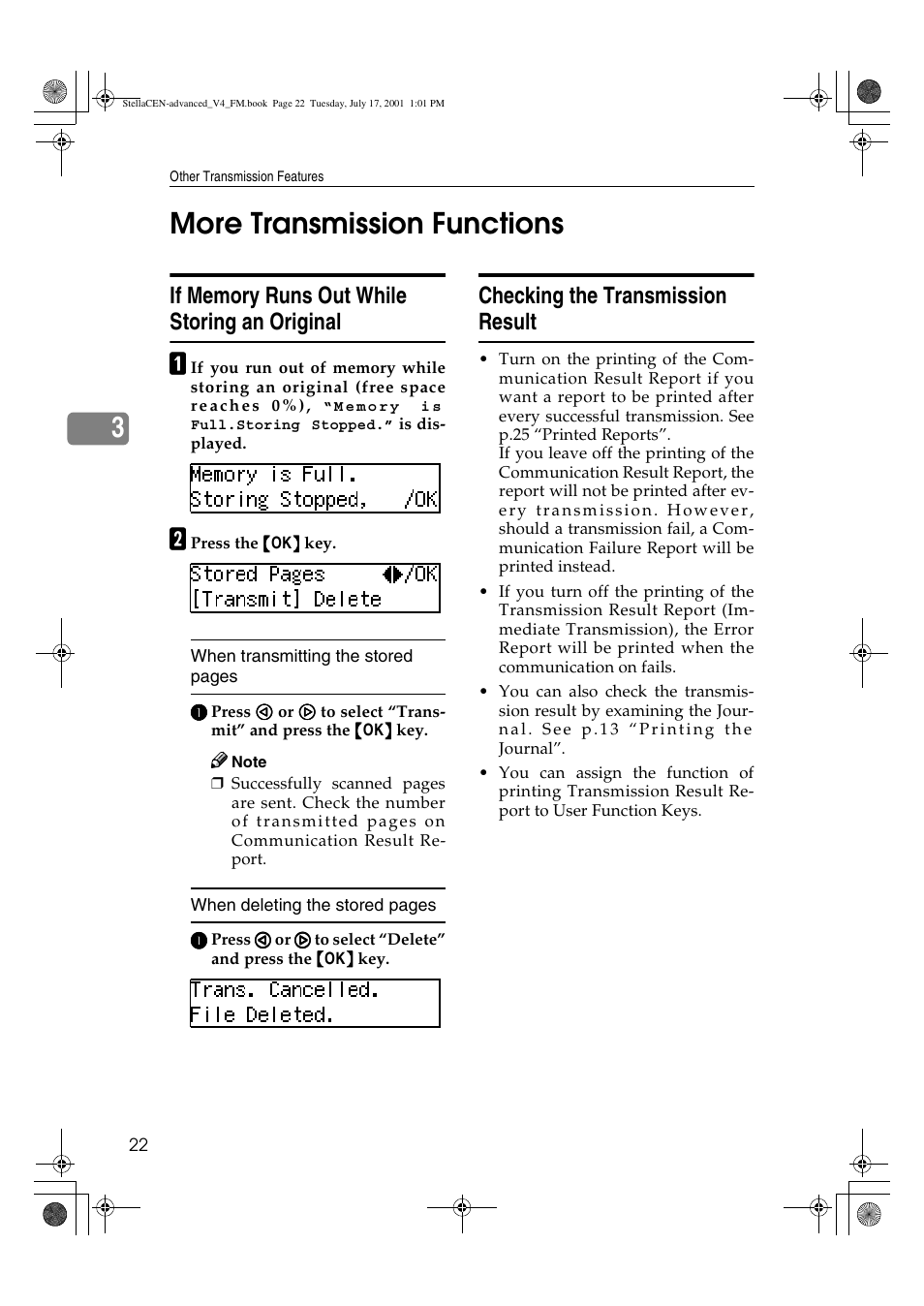More transmission functions, 3more transmission functions, Checking the transmission result | Dixon Aficio 1515 User Manual | Page 1052 / 1171