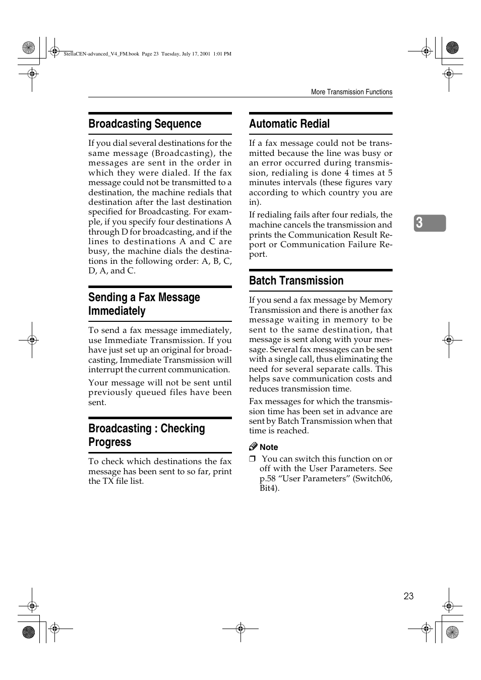 Broadcasting sequence, Sending a fax message immediately, Broadcasting : checking progress | Automatic redial, Batch transmission | Dixon Aficio 1515 User Manual | Page 1053 / 1171