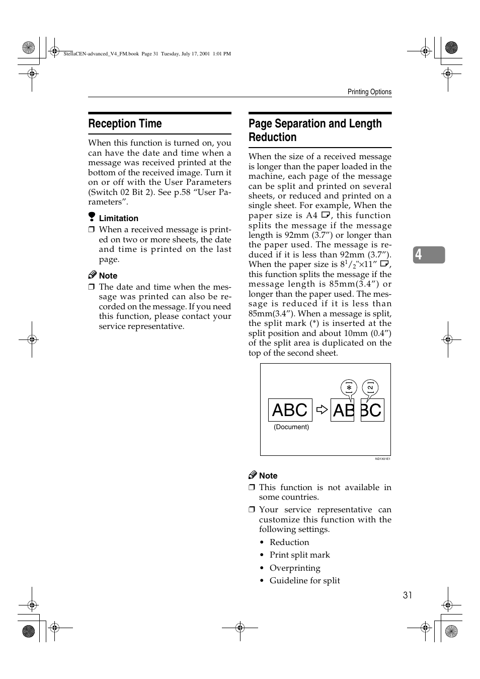 Reception time, Page separation and length reduction | Dixon Aficio 1515 User Manual | Page 1061 / 1171