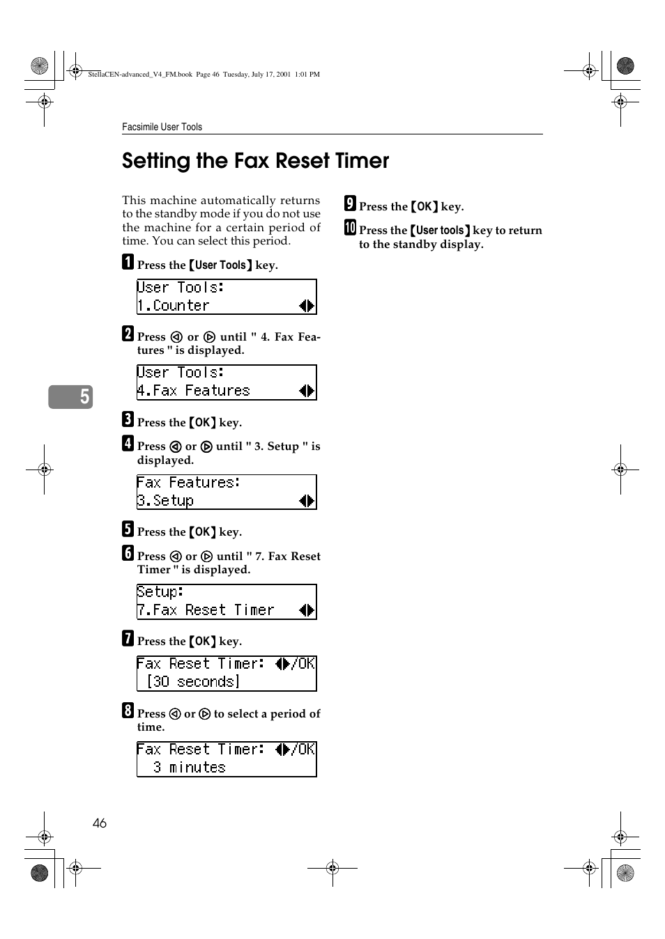 Setting the fax reset timer, 5setting the fax reset timer | Dixon Aficio 1515 User Manual | Page 1076 / 1171