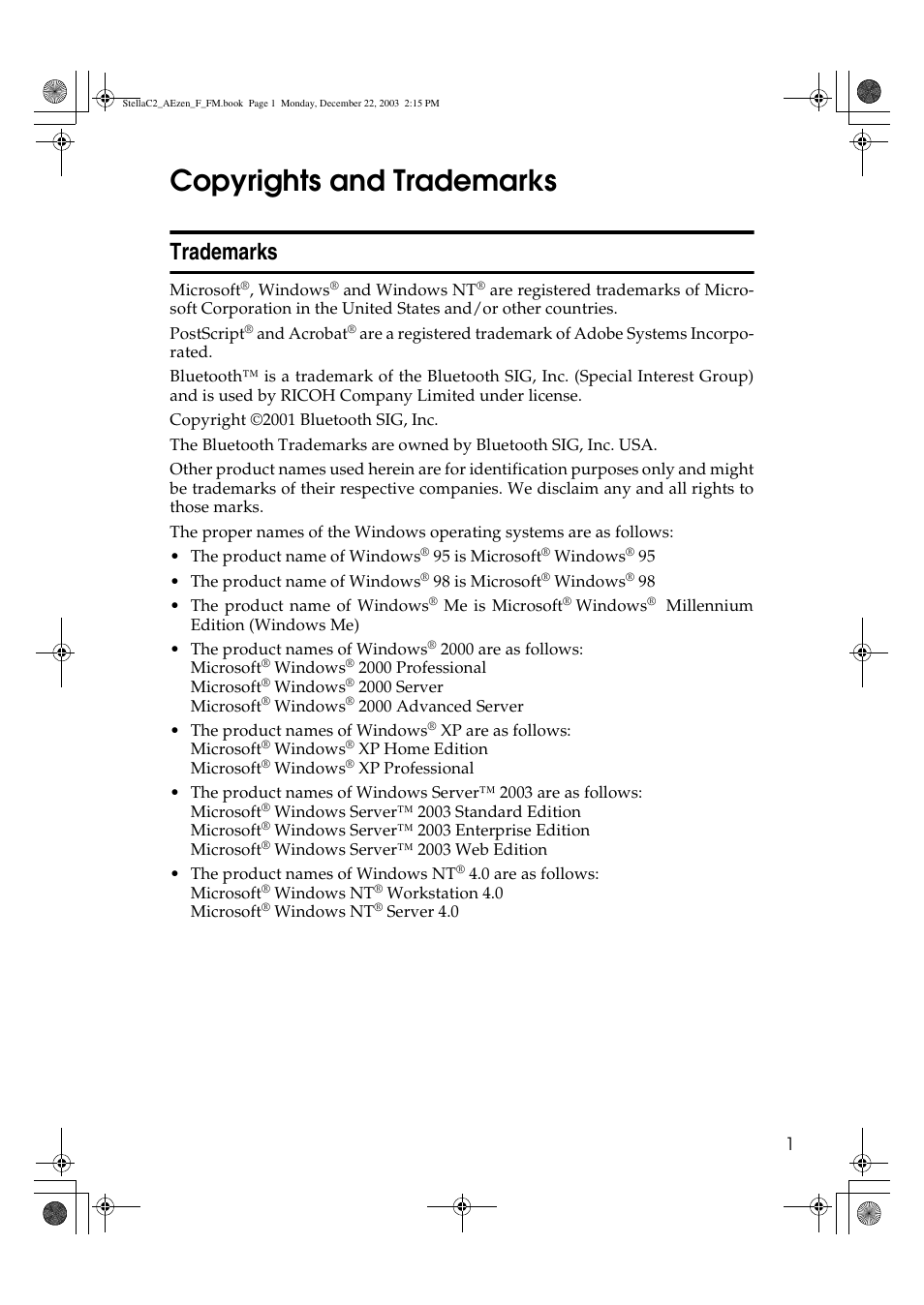 Copyrights and trademarks, Trademarks | Dixon Aficio 1515 User Manual | Page 11 / 1171