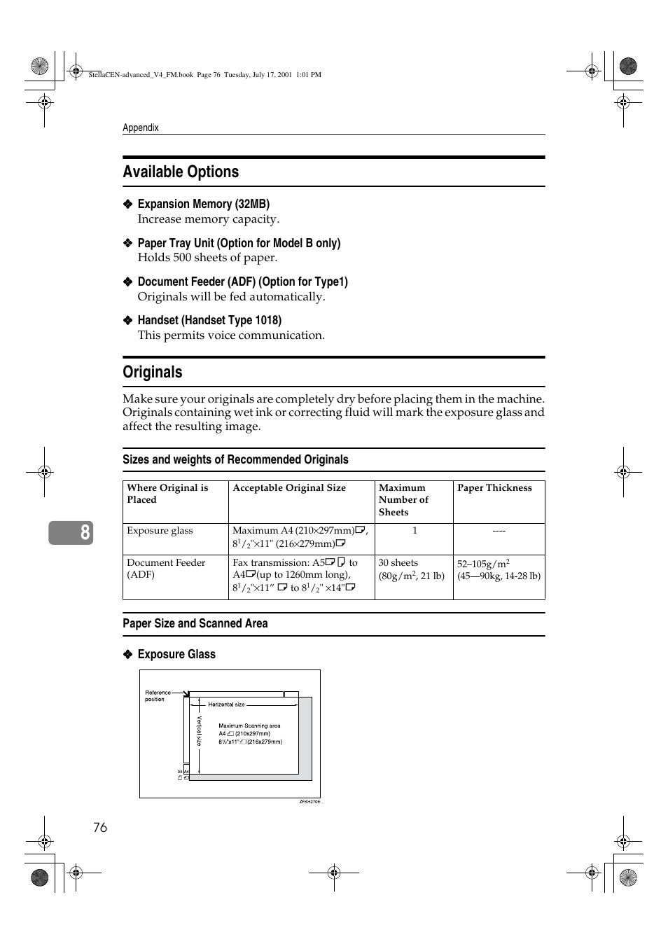 Available options, Originals | Dixon Aficio 1515 User Manual | Page 1106 / 1171