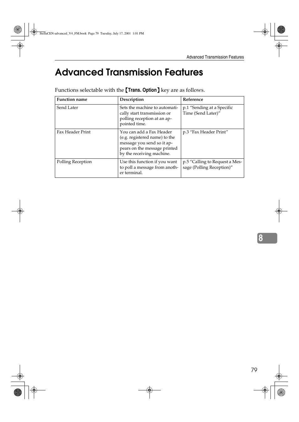 Advanced transmission features, 8advanced transmission features | Dixon Aficio 1515 User Manual | Page 1109 / 1171