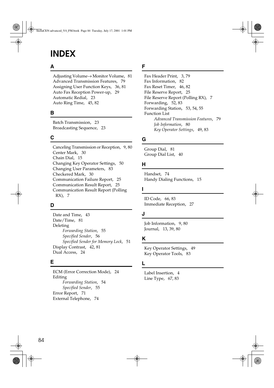 Index | Dixon Aficio 1515 User Manual | Page 1114 / 1171