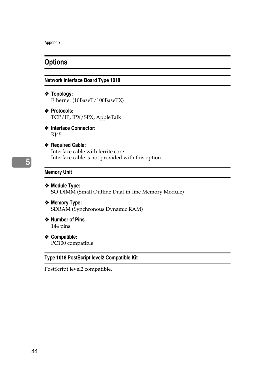 Options | Dixon Aficio 1515 User Manual | Page 1167 / 1171